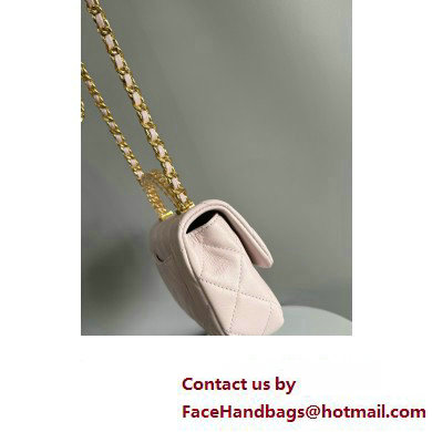 Chanel Lambskin, Resin  &  Gold-Tone Metal Mini Flap Bag with Top Handle AS4847 Light Pink 2024